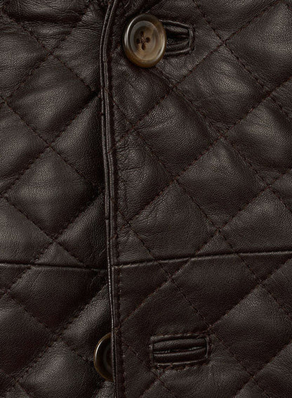 Dark Brown Bocelli Quilted Leather Blazer