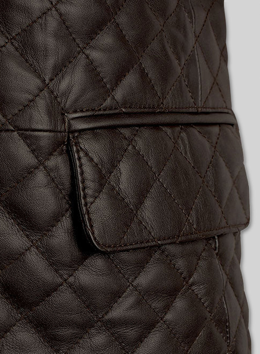 Dark Brown Bocelli Quilted Leather Blazer