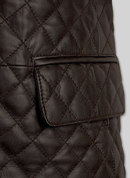 Dark Brown Bocelli Quilted Leather Blazer