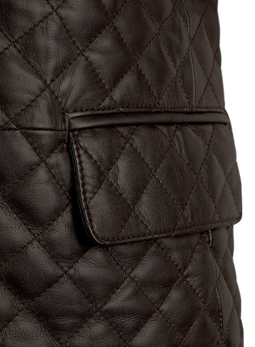 Dark Brown Bocelli Quilted Leather Blazer - LeatherCult