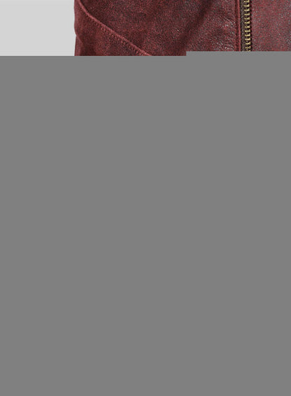 Dark Vintage Red Leather Jacket # 645 - LeatherCult