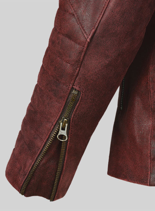 Dark Vintage Red Leather Jacket # 645 - LeatherCult