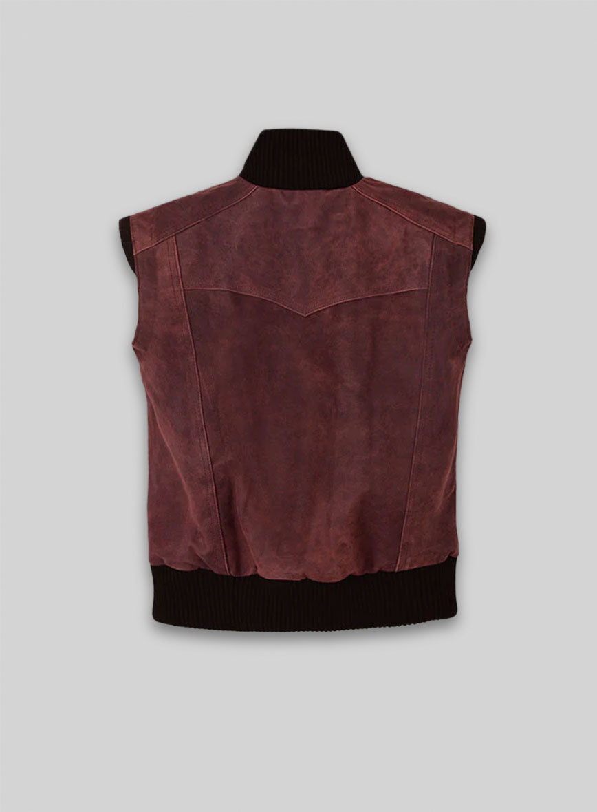 Dark Vintage Red Leather Biker Vest # 314