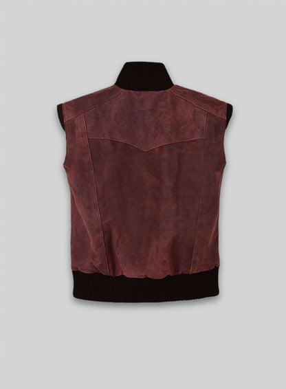 Dark Vintage Red Leather Biker Vest # 314