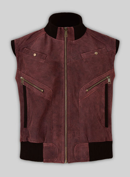 Dark Vintage Red Leather Biker Vest # 314 - LeatherCult