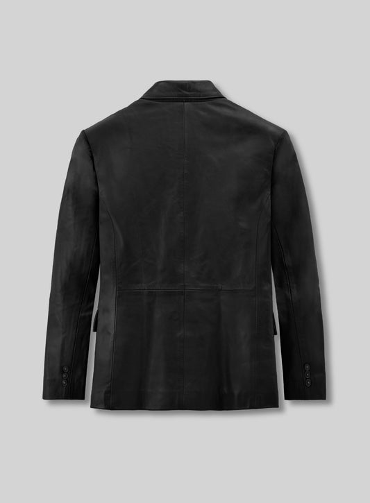 Double breasted leather blazer -  44L