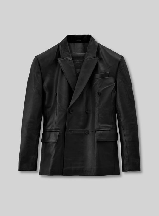 Double breasted leather blazer -  44L