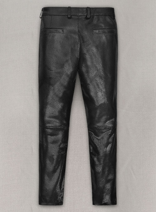 Snake Embossed Double Breasted Leather Suit - LeatherCult