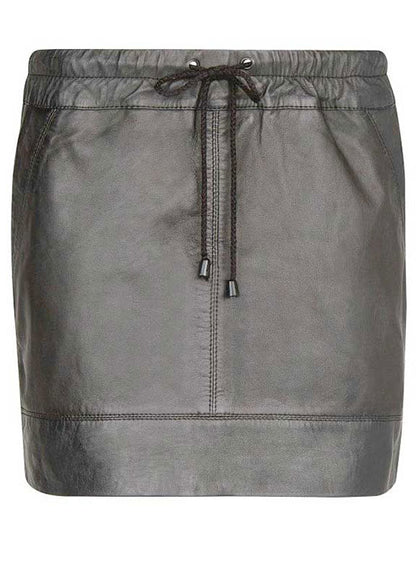 Drawstring Leather Skirt - # 421 - LeatherCult