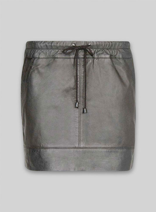 Drawstring Leather Skirt - # 421