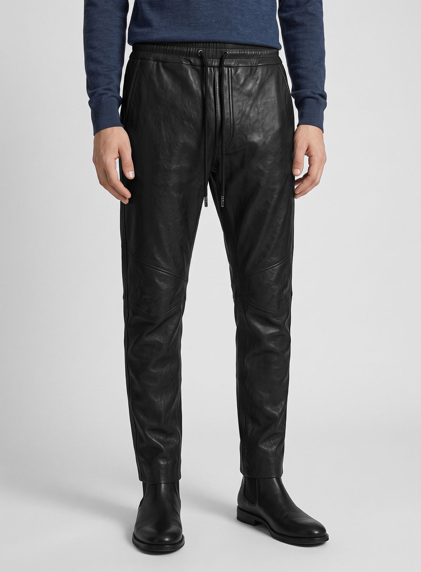 Drawstring Designer Leather Pants