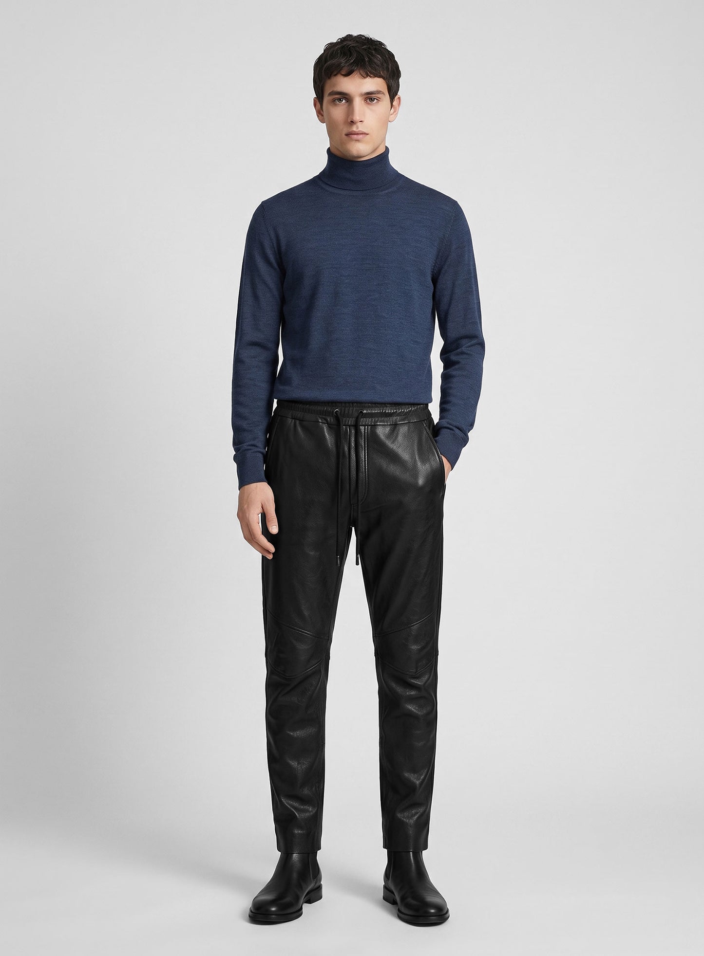 Drawstring Designer Leather Pants