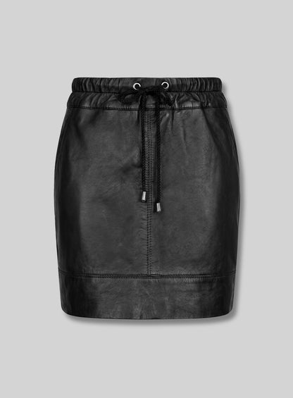 Drawstring Leather Skirt - # 421