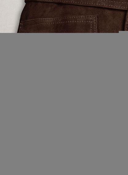 Dark Brown Suede Alpine Leather Long Coat - LeatherCult