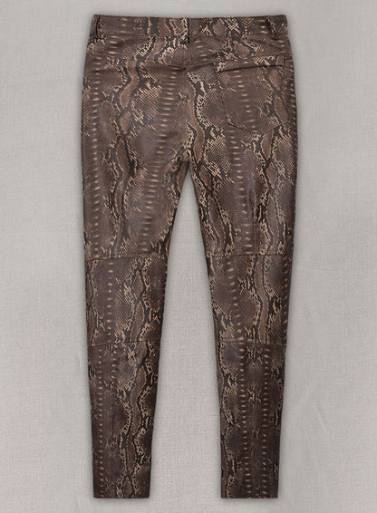 Dark Brown Python Leather Jeans Style #522 - LeatherCult