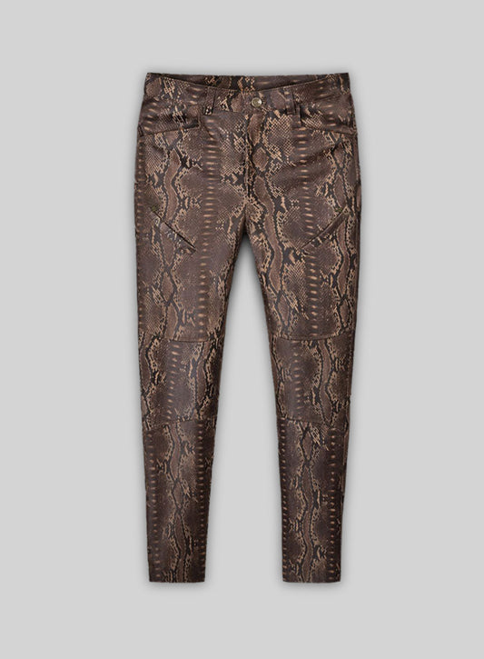 Dark Brown Python Leather Jeans Style #522