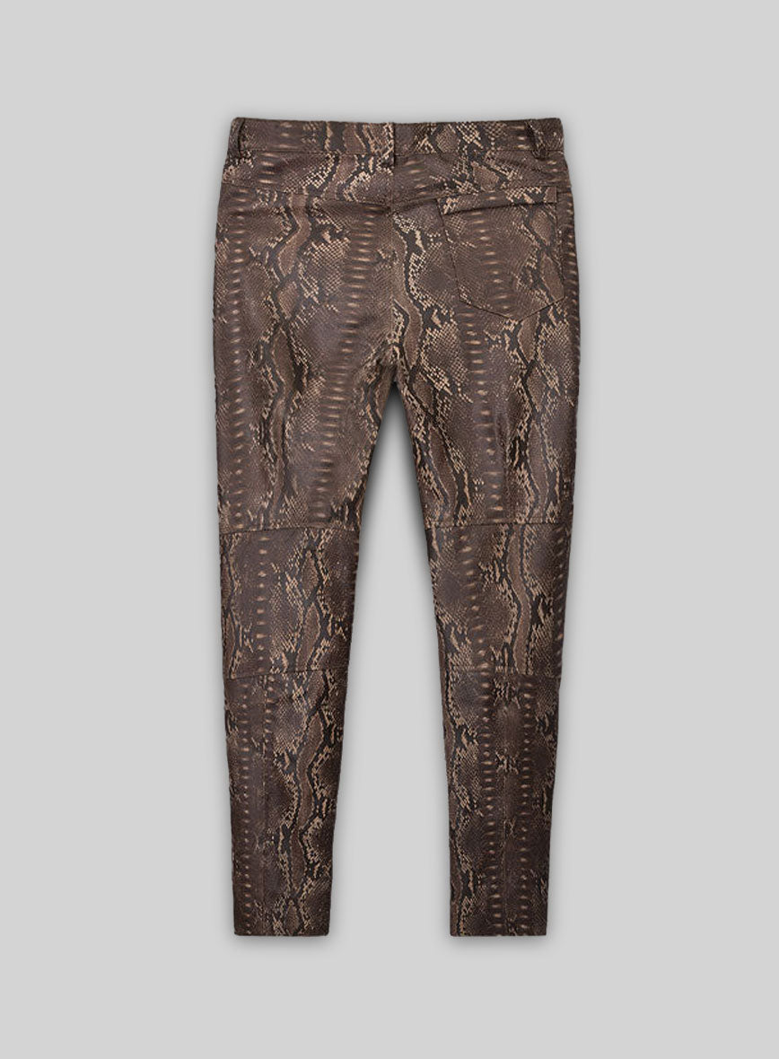 Dark Brown Python Leather Jeans Style #522