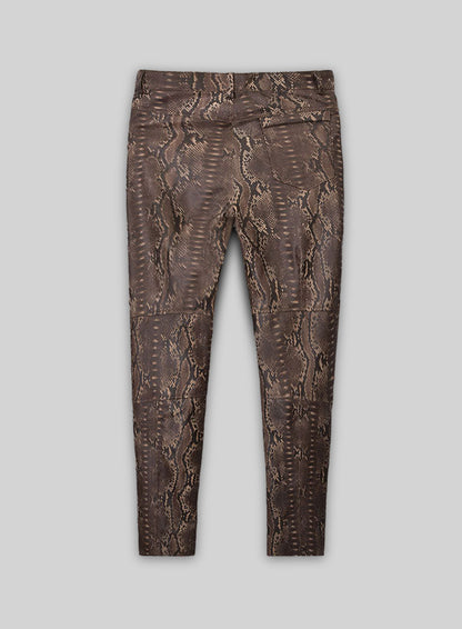 Dark Brown Python Leather Jeans Style #522