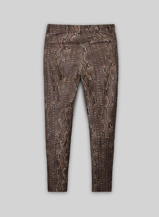 Dark Brown Python Leather Jeans Style #522