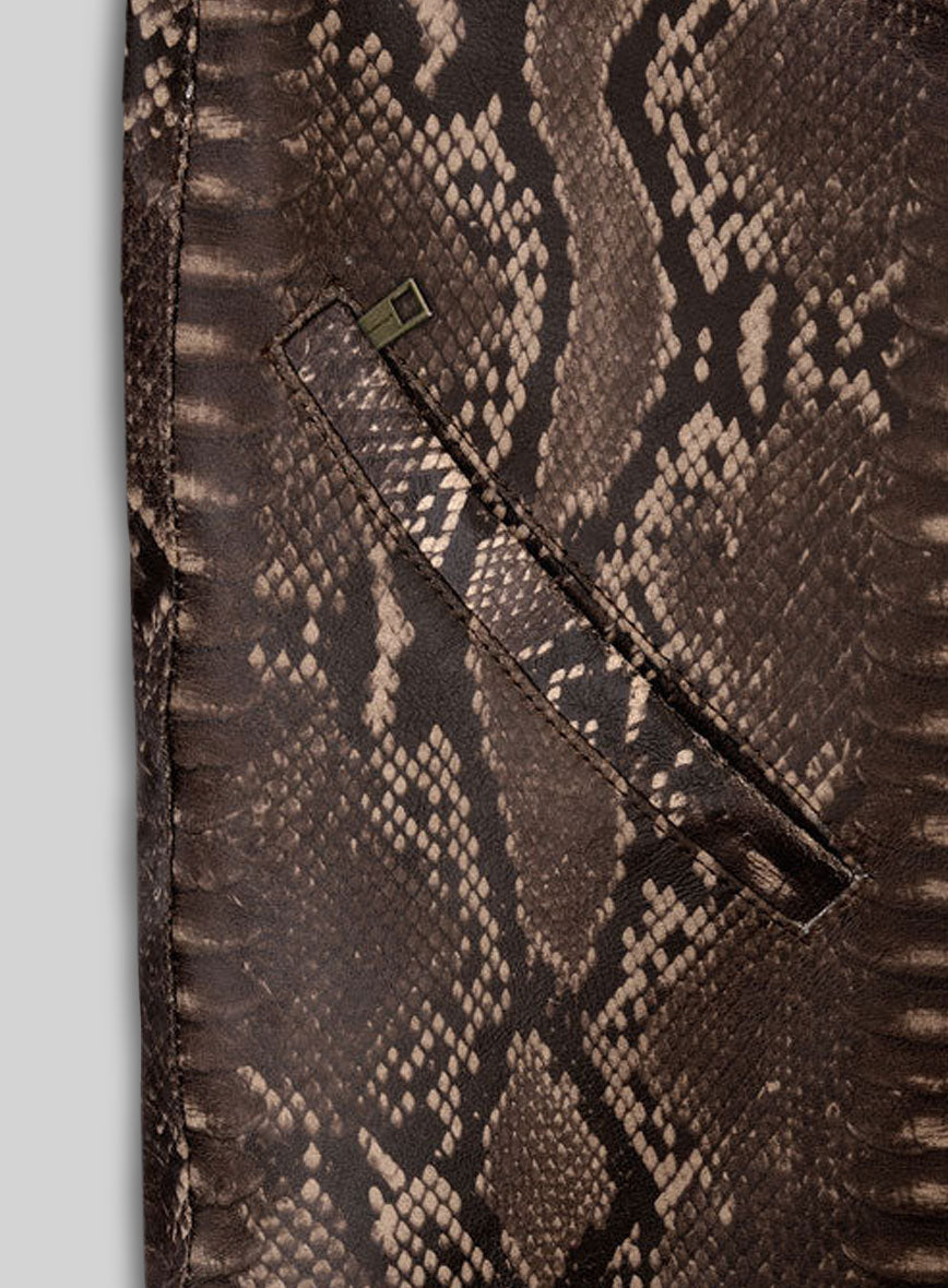 Dark Brown Python Leather Jeans Style #522