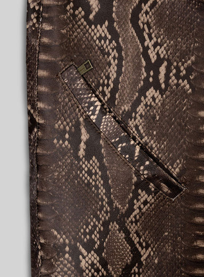 Dark Brown Python Leather Jeans Style #522