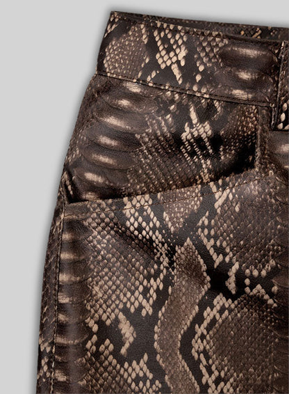 Dark Brown Python Leather Jeans Style #522