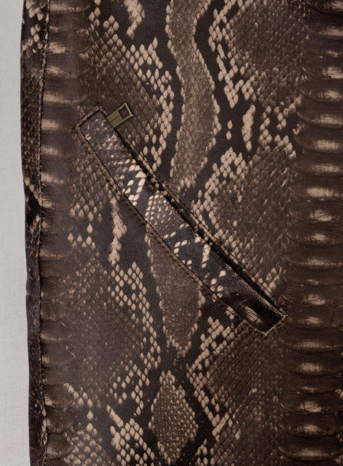 Dark Brown Python Leather Jeans Style #522 - LeatherCult