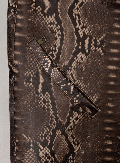 Dark Brown Python Leather Jeans Style #522 - LeatherCult