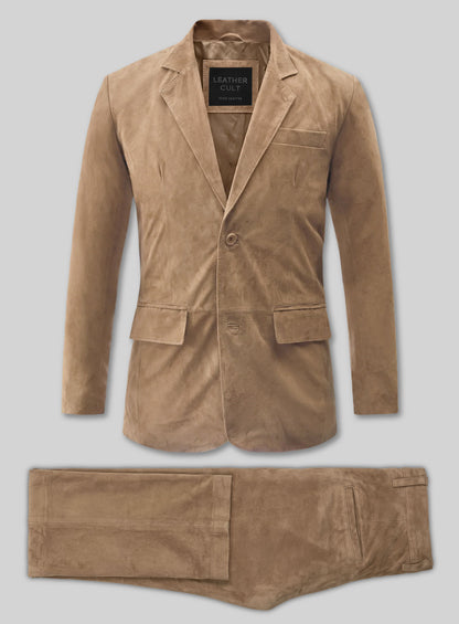 Dusty Beige Suede Leather Suit