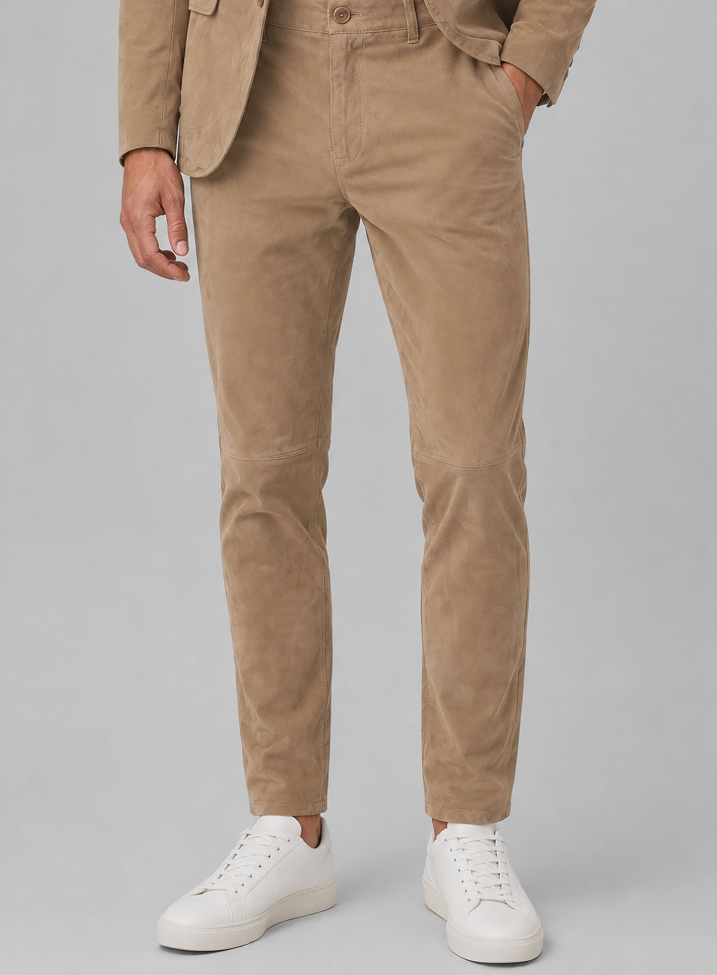 Dusty Beige Suede Leather Suit