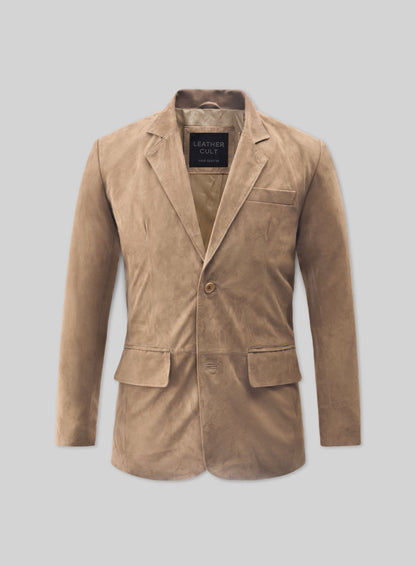 Dusty Beige Suede Leather Blazer