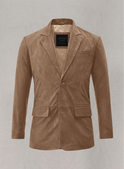 Dusty Beige Suede Leather Blazer - LeatherCult