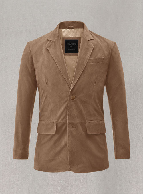 Dusty Beige Suede Leather Blazer - LeatherCult