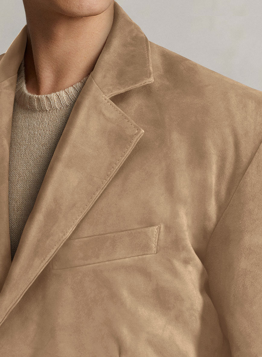 Dusty Beige Suede Leather Blazer