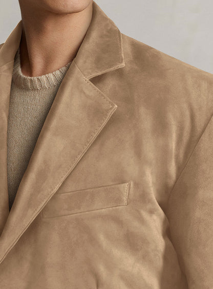 Dusty Beige Suede Leather Blazer