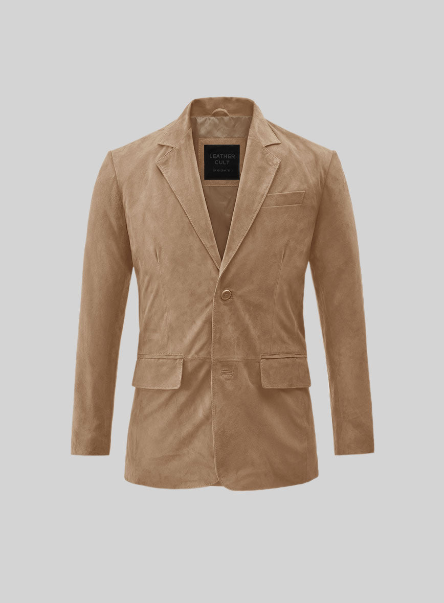Dusty Beige Suede Leather Blazer