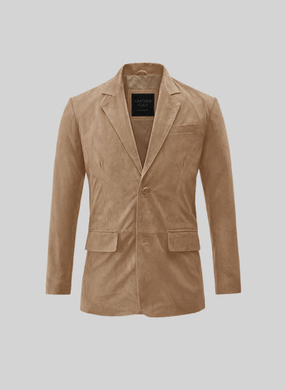 Dusty Beige Suede Leather Blazer
