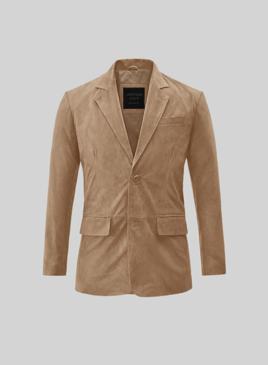Dusty Beige Suede Leather Blazer