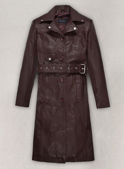 Eiza Gonzalez Leather Trench Coat - LeatherCult