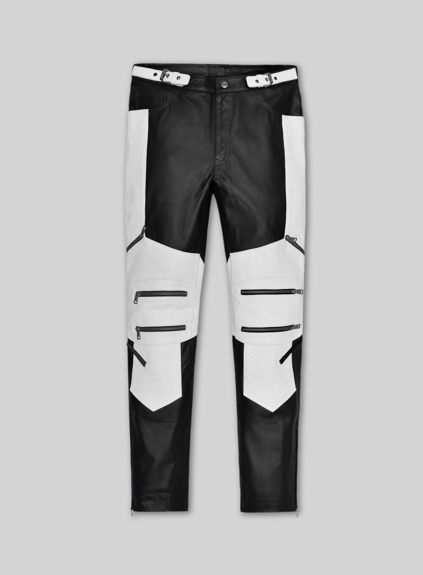 Electric Zipper Combination Leather Pants