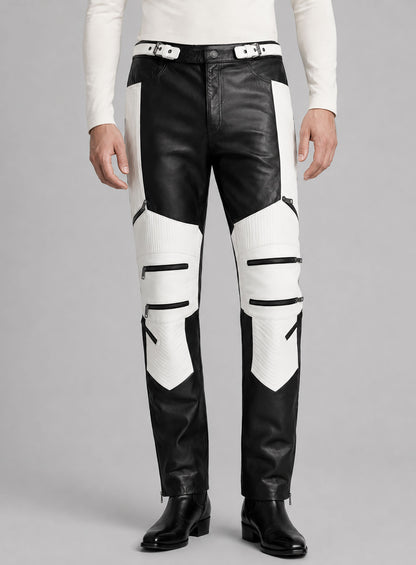 Electric Zipper Combination Leather Pants