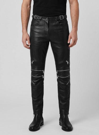 Electric Zipper Mono Leather Pants