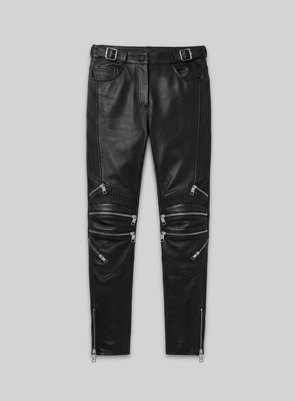 Electric Zipper Mono Leather Pants