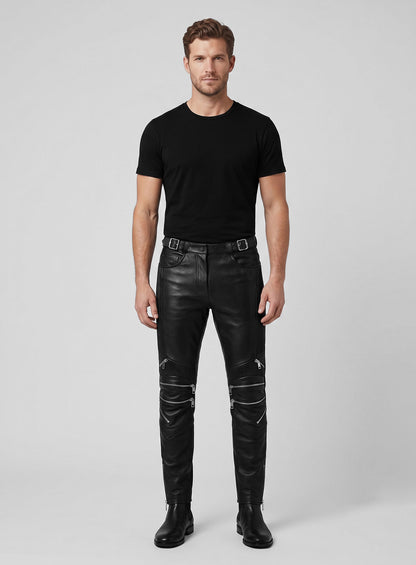 Electric Zipper Mono Leather Pants