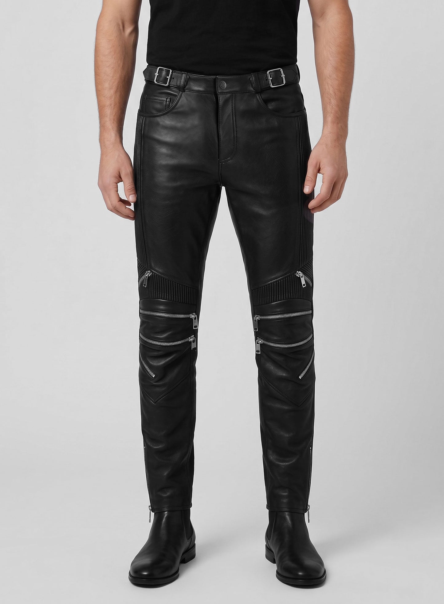 Electric Zipper Mono Leather Pants
