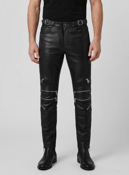 Electric Zipper Mono Leather Pants