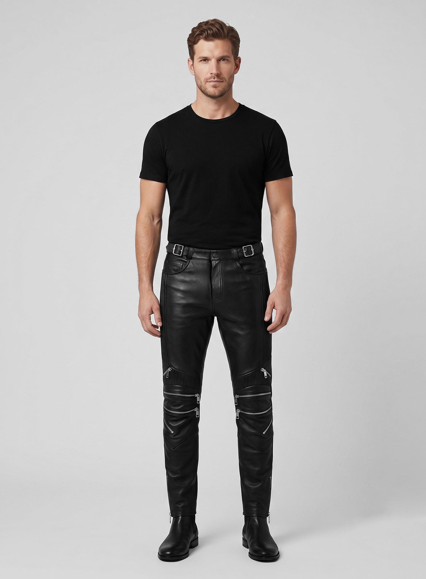 Electric Zipper Mono Leather Pants