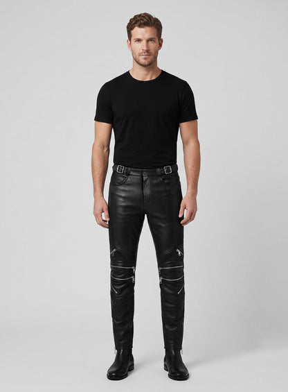Electric Zipper Mono Leather Pants