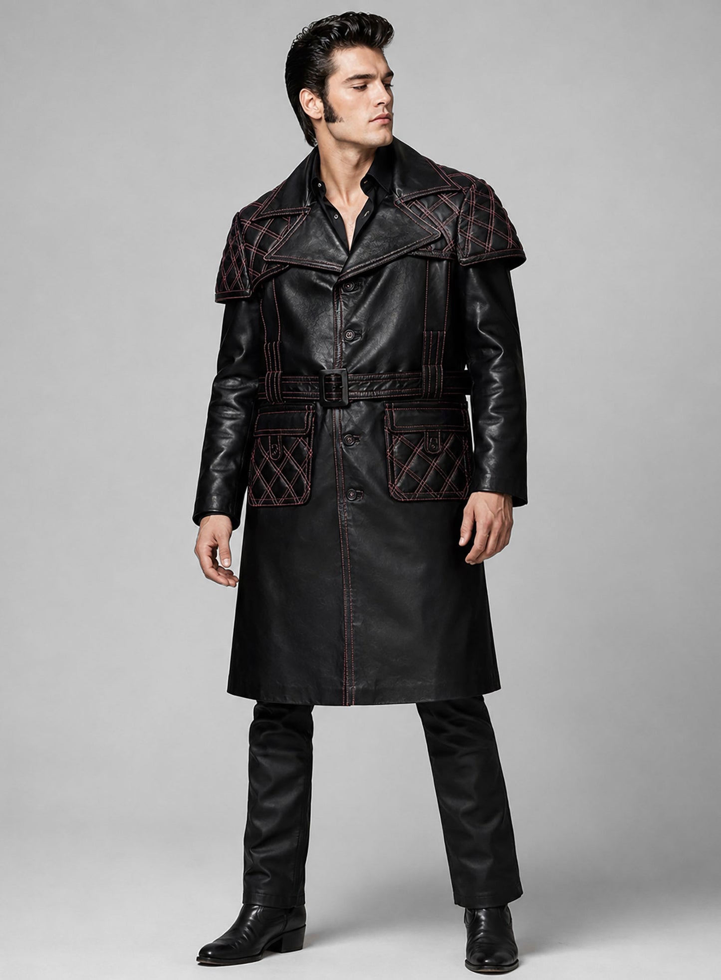 Elvis Presley Leather Long Coat