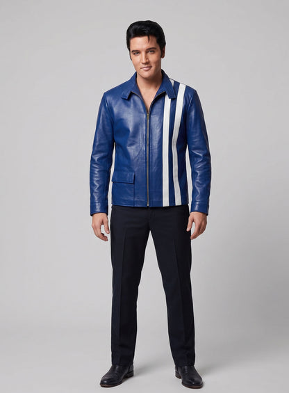 Elvis Presley Speedway Blue Leather Jacket
